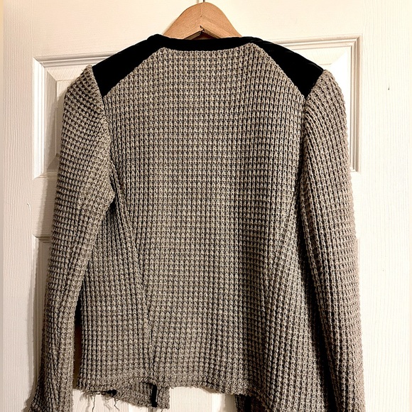 IRO Jacket (wool) Ceylona Leather Trimmed Gray & Black Knit Jacket S 36 - Picture 2 of 6